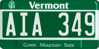 VT license plate AIA349