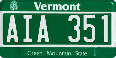 VT license plate AIA351