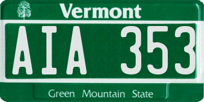 VT license plate AIA353