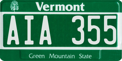 VT license plate AIA355