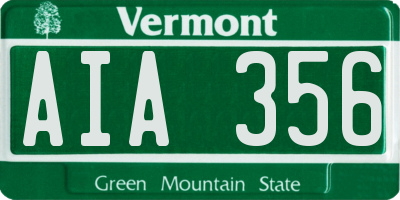 VT license plate AIA356