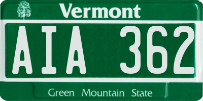 VT license plate AIA362