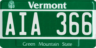 VT license plate AIA366