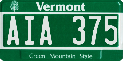 VT license plate AIA375