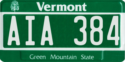 VT license plate AIA384