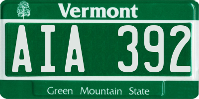 VT license plate AIA392