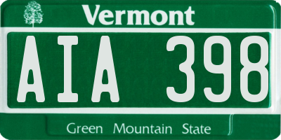VT license plate AIA398