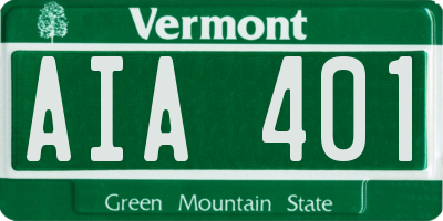 VT license plate AIA401