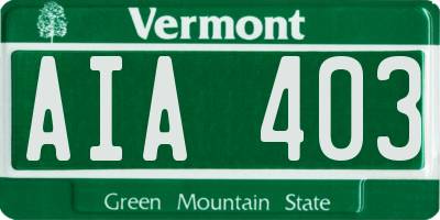 VT license plate AIA403