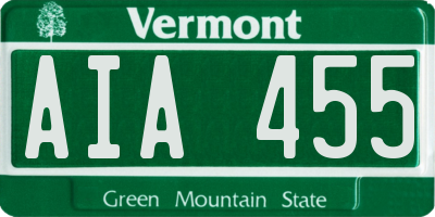 VT license plate AIA455