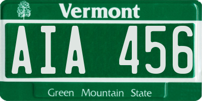 VT license plate AIA456