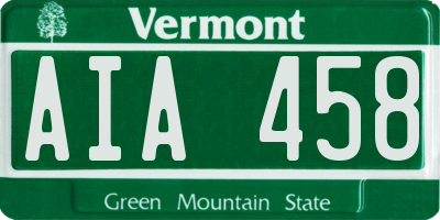 VT license plate AIA458