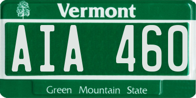 VT license plate AIA460