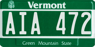 VT license plate AIA472