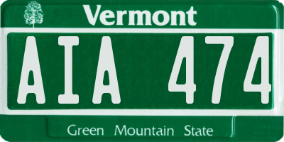 VT license plate AIA474
