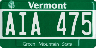 VT license plate AIA475