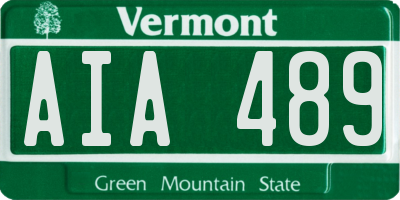 VT license plate AIA489