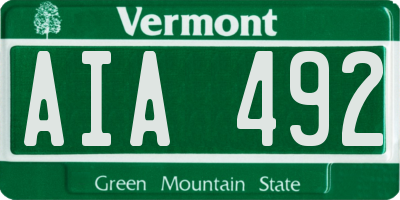 VT license plate AIA492