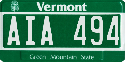 VT license plate AIA494