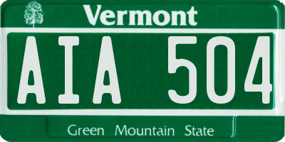 VT license plate AIA504