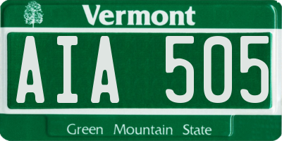 VT license plate AIA505