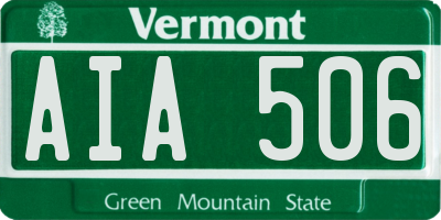 VT license plate AIA506