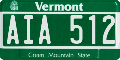 VT license plate AIA512
