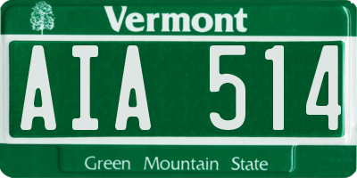 VT license plate AIA514