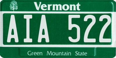 VT license plate AIA522