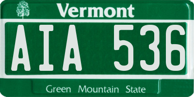 VT license plate AIA536