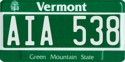 VT license plate AIA538