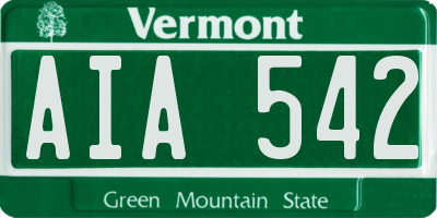 VT license plate AIA542