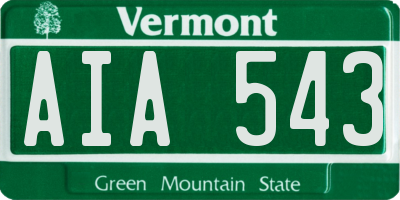 VT license plate AIA543