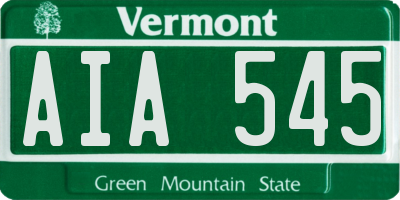 VT license plate AIA545