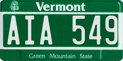 VT license plate AIA549