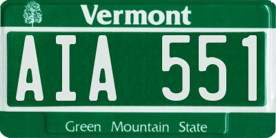 VT license plate AIA551