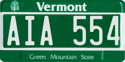 VT license plate AIA554