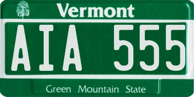 VT license plate AIA555
