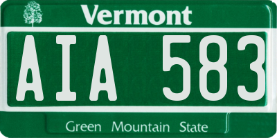 VT license plate AIA583
