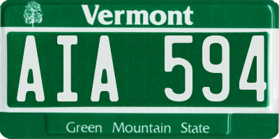VT license plate AIA594