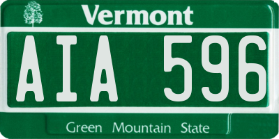 VT license plate AIA596