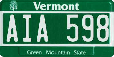 VT license plate AIA598