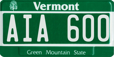 VT license plate AIA600