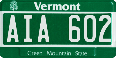 VT license plate AIA602
