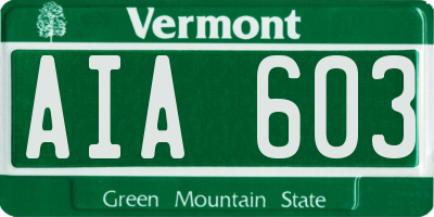 VT license plate AIA603