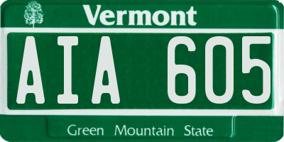 VT license plate AIA605