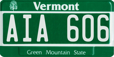 VT license plate AIA606