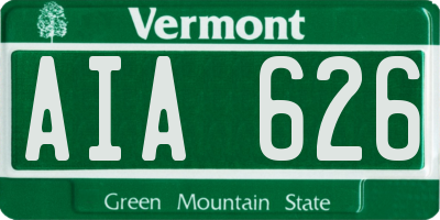 VT license plate AIA626