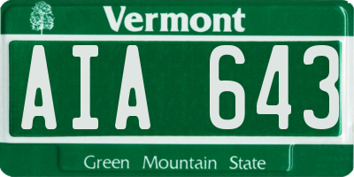 VT license plate AIA643