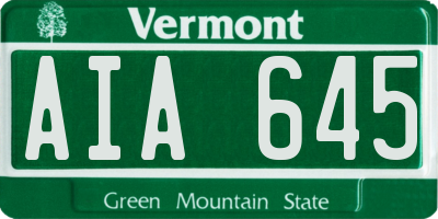 VT license plate AIA645